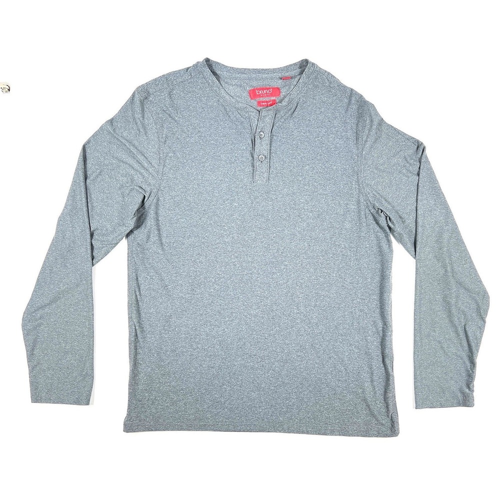 Bruno Milano Henley Gray Super Soft Long Sleeve Shirt Medium‎ Minimalist Casual